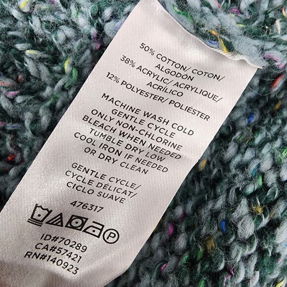 LOFT Women's Cardigan Sweater Long Sleeve Open Front Knit Large Green Multicolor - Picture 9 of 9